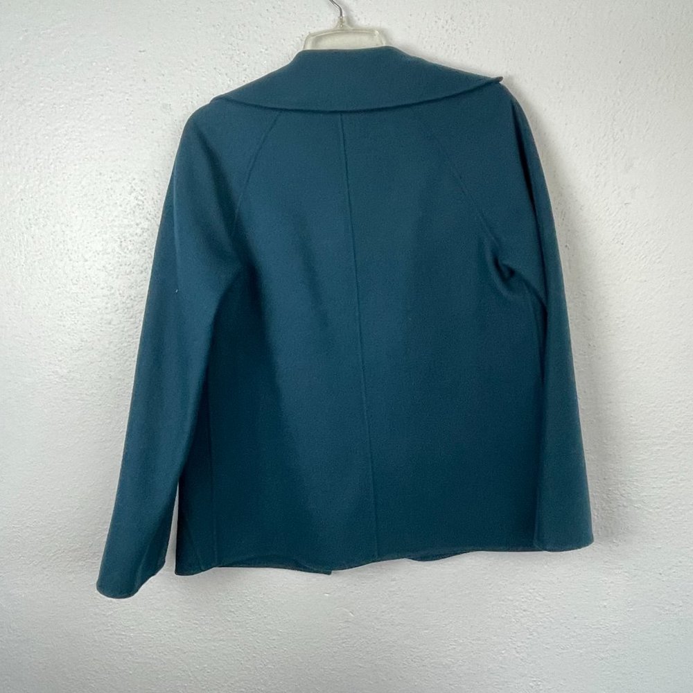 Talbots Women's Dark Teal 100% Wool Open Front Jacket w/Pockets - Picture 4 of 5